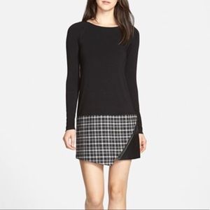 NWT Bailey44 Long Sleeve Plaid and Leather Dress